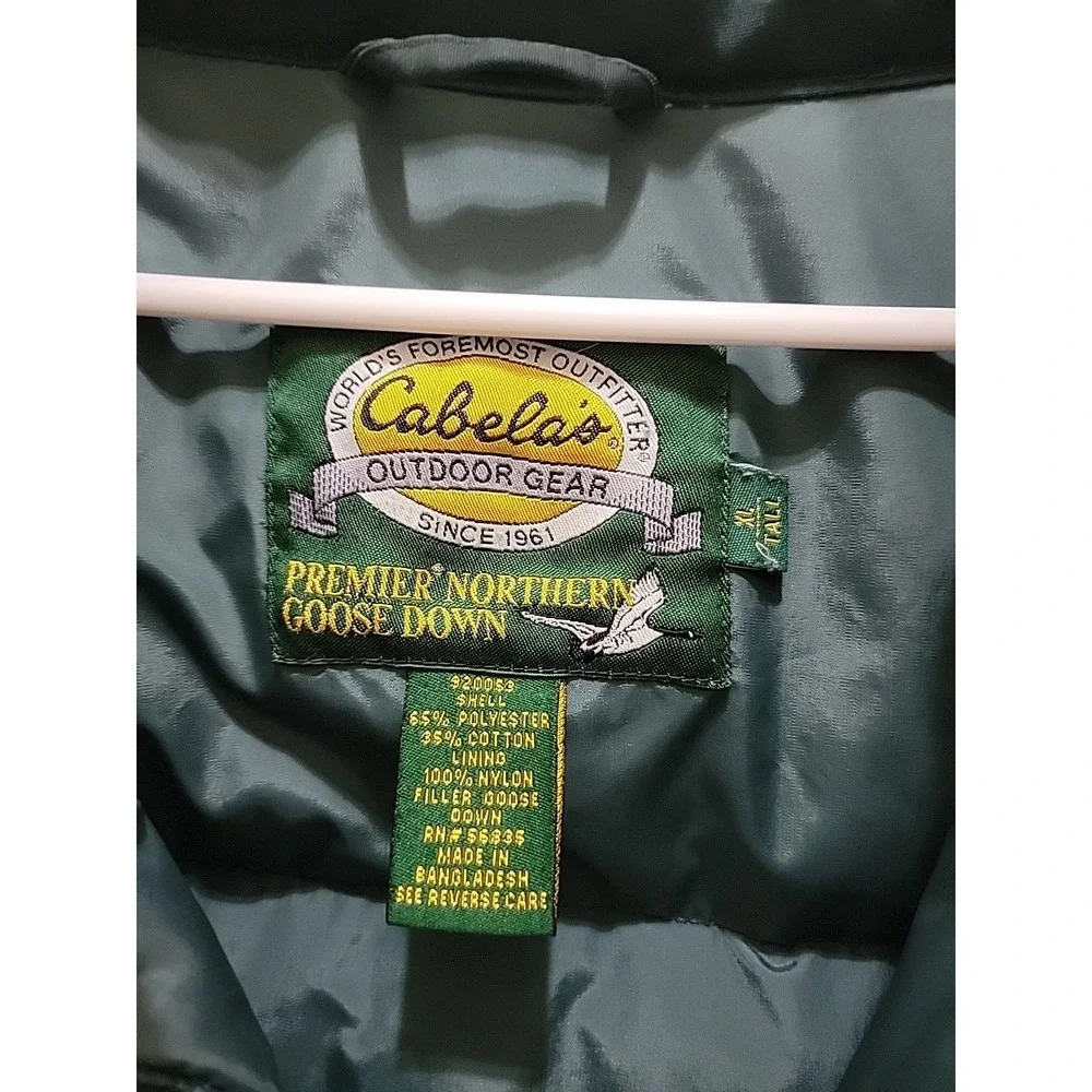 Cabela's Premier Northern Goose Down Dark Green Vest Size XL Tall